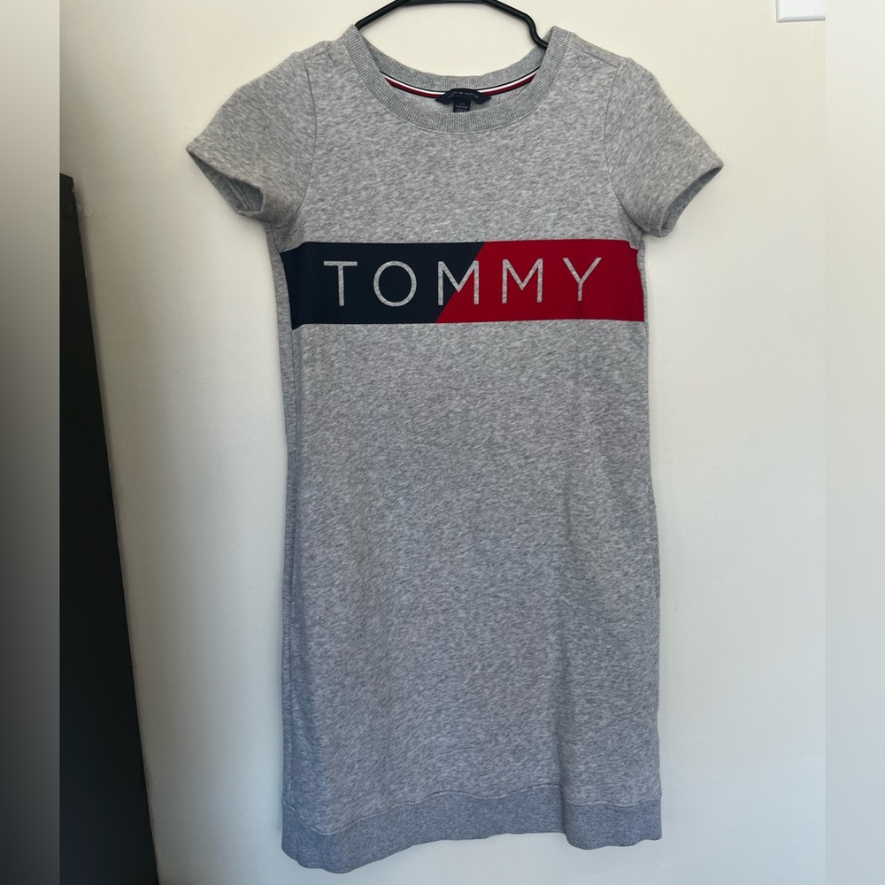 Tommy Hilfiger Light Gray Crewneck Sweatshirt Dress Short Sleeve Size XXS
